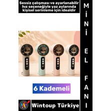 Wintoup #vantilatör Kompakt Mini Çanta Boy Gündelik Seyahat Tipi Taşınabilir Hafif Sessiz Çalışma Ev Ofis Yaz Serinleme Şık Güçlü Üfleme 6 Kademeli Şarjlı El Fanı Vantilatör
