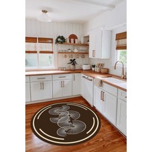 Özgürce Yıkanabilir Yuvarlak Dekoratif Halı, Kaymaz Taban, Salon ve Mutfak Için