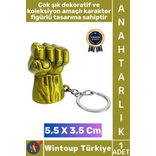 Wintoup #hediye Hediyelik Dekoratif Aksesuar Figür Koleksiyon Kırılma Çizilmeye Dayanıklı Karakter Figürlü Çok Şık Marvel Hulk Yumruğu Metal Anahtarlık 5,5 x 3,5 cm