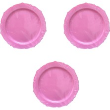 Omeyva Davet Parti Sunum Doğum Günü Pembe Renkli Sert Plastik Mika Tabak -26 cm - 6 Adetlik 3 Paket