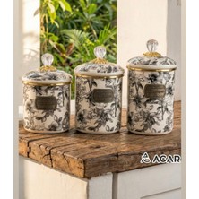 Acar Emaye 3 Lü Çay Şeker Kahve Kavanozu
