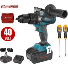 CATPOWER Kayasan  Kömürsüz Akülü Darbeli Vidalama Li-Ion 40V 150NM +( 4.0 Ah Akü 2 Adet)+(Hızlı Şarj Cihazı) Düz Yıldız Tornavida