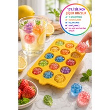 15’li Silikon Çiçek Buz Kalıbı Renkli Buzluk Esnek Kolay Çıkarma Bpa Free Buz Yapıcı