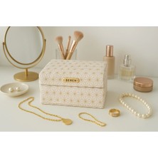 Özgürce Kadife Takı Kutusu, Düzenleyici, Krem Dikdörtgen, Şık Organizer