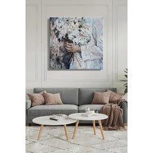 Şehber Karetekli Kanvas Tablo Modern Salon Mutfak Yatak Odası Ofis 3D Yağlı Boya Efekt Çiçekli Kız