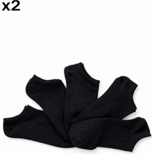 Tina Atelier 10 Çift Erkek Düz Spor Patik Sneaker Çorap SIYAHX10