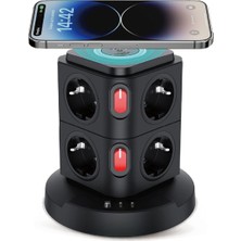 Ensiga Kule Tipi Çoklu Priz USB ve Type-C Çıkışlı 3680W Akım Korumalı Masaüstü Güç Istasyonu