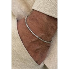 Takı Dükkanı 925 Ayar Gümüş Erkek Bileklik Yuvarlak Kral Model 2.5mm Genişlik 20cm Uzunluk msb01