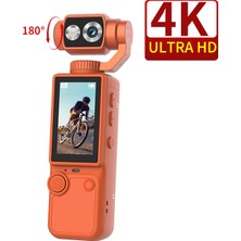 Always Teknoloji 4K 1080P Yükek Çözünürlüklü 180° Açılı 2000MAH Bataryalı Aksiyon Kamera Turuncu Renk