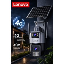Lenovo 2 Kameralı Sim Kartlı Solar Panelli Aov Sürekli Kayıt Yapabilen Gece Görüşlü Güvenlik Kamerası