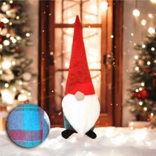 Özgürce Yılbaşı Noel Baba Dekoratif Biblo, Mavi, Yeşil ve Bordo Ekoşe Tasarım