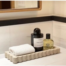 Özgürce Doğal Traverten Mermer Tepsi Banyo Düzenleyici Sunum Tabağı