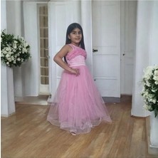 Ahsenim Bebe Robası Fırfırlı Uzun 5-10 Yaş Kız Çocuk Abiye Elbise