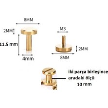 Tabaş Çanta Giysi Dekorasyonu Fotoğraf Albümü Deri Zanaat Kemer Cüzdan Için Aşınmaya Dayanıklı Perçinler 15 Adet (Erkek-Dişi) Set Katı Pirinç Vidalar 8X4X5.8MM- 8X4X11.5MM