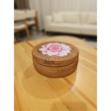 Özgürce Rattan Desenli 20X20 Bohem Saklama Kutusu, Şık ve Kullanışlı Hediye Seçeneği