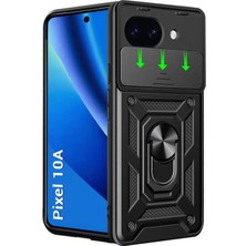 Microcase Google Pixel 10A ile Uyumlu Qubec Serisi Kamera Kapaklı Yüzük Standlı KILIF-AL5117