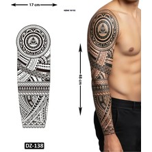 Tattoo Gerçekçi Maori 2 Haftalık Tam Kol Bacak Yapıştırma Geçici Dövme 48 cm