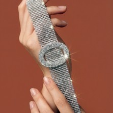 Valmont Accessories Kristal Taşlı 25+10 cm Choker Işıltılı Şık Kadın 11 Sıra Su Yolu Tasma Kolye