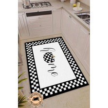 Özgürce Dama Desenli Modern Halı, Makinede Yıkanabilir, Dekoratif Yolluk