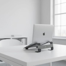 Naque Prexua Fixer Laptop Standı - Notebook Yükseltici Altlık - Metal (Siyah)