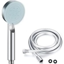 Naque Stoneseries Lüks Duş Seti - 3 Farklı Püskürtmeli Full Krom Kaplama El Duşu + 150 cm Gümüş Pvc Duş Spirali - Paslanmaz, Kopmaz, Kırılmaz Çelik Bağlantılı Pvc Duş Hortumu (2'li Set)