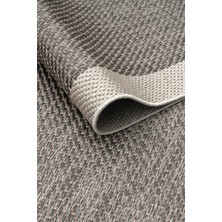 Kilim Hasır Halı Kaymaz Taban Makinede Yıkanabilir Toz Hav Vermez Çerçeveli Sisal 6634 Gri Krem