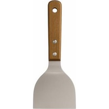 Naque Ahşap Saplı Paslanmaz Çelik Spatula – 24CM Eğilimli Çok Amaçlı Mutfak Spatulası | Izgara, Burger, Sebze, Temizlik Için Profesyonel Metal Spatula