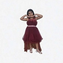Ahsenim Bebe Kuyruklu Misinalı Tül Yaka Kız Abiye
