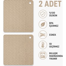 Evolis Kitchen 2 Adet Krem Isıya Dayanıklı Yanmaz Yapışmaz Silikon Nihale