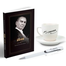Naque 2026 Atatürk Gazi Paşa Ajanda - Atatürk Imza Baskılı Kahve Fincanı - Ayraç - Kartpostal
