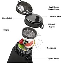 Naque 500ML Çift Renk Softtouch Ff Tritan Su Matarası Turuncu-Mor