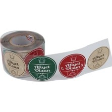 Naque Afiyet Olsun Etiketi 5cm Çapında ve 500 Adetli 3 Farklı Renkte, Restaurantlar Için Kuşe Etiketi