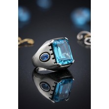 Prestige Kare Aquamarine - Aqua Marin Taşlı 925 Ayar Gümüş Yüzük 902678