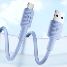 Naque 12W 2.4A Usb-A To Lightning iPad Ile Uyumlu Silikon Hızlı Şarj ve Data Kablosu Mavi 1 Metre