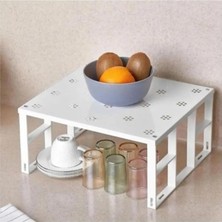 Naque Ayaklı Metal Raf - Beyaz, Çok Amaçlı Mutfak ve Banyo Kullanımına Uygun, Dayanıklı Depolama ve Organizer Rafı