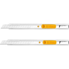 Naque Ince Bıçağı, Otomatik Kilitli, Paslanmaz Çelik Gövde, 9×80 mm Bıçak, ‑off, 132 Mm, Taşıma Askılı, Profesyonel Kesim Aleti (2'li Set)