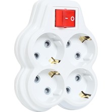 Naque 4lü Anahtarlı, Dörtlü Topraklı Priz Çocuk Korumalı Çoklayıcı Fiş, Beyaz Renk, 16A 250 Volt, Max 3600 Watt