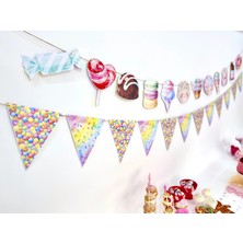 Fluparty Cotton Candy - Pastel Şeker Temalı Üçgen Flama Banner