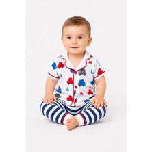 Dinamik çocuk Erkek Bebek/çocuk Araba Desenli Kısa Kollu Pijama Takımı Yazlık 2'li Alt Üst 6-24AYLIK