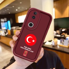 HONTINGA Vivo V50 ile Uyumlu Kılıfı Düşüme Önleyici Basitlik Anti Düşme Kamera Korumali 2026 Fifa World Cup Bordo Desen Yumuşak Silikon Telefon Kılıfı Kadın ve Erkek Için Uygundur K2-7332