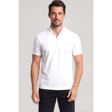 Paul & Shark Erkek Regular Fit Logo Detaylı Pamuklu Kısa Kollu Beyaz Polo Yaka T-Shirt 26411262SM-010
