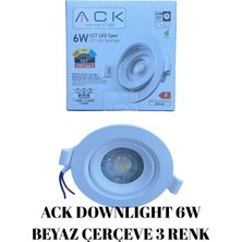 Yky Elektrik Ack Downlıght 6W Beyaz Çerçeve (Cct) Ip 20 W