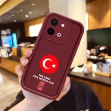 HONTINGA Vivo Y28 ile Uyumlu Kılıfı Düşüme Önleyici Basitlik Anti Düşme Kamera Korumali 2026 Fifa World Cup Bordo Desen Yumuşak Silikon Telefon Kılıfı Kadın ve Erkek Için Uygundur K2-7332