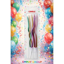İTHAL Kıvrımlı Mum Mix 6’lı – Renkli Spiral Pasta Mumu (15 Cm, Uzun Yanma Süresi)