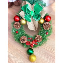 Özgürce Kadife Fiyonklu Simli Çiçekli Yılbaşı Kapı ve Duvar Süsü