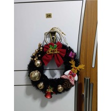 Özgürce Yılbaşı Süsü Kapı Duvar Çelenk, 30CM, Doğal ve Eğlenceli Dekorasyon