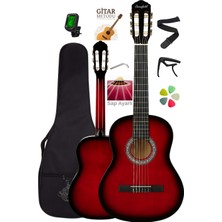 Campbell CE-54RD 3/4 Klasik Gitar Kırmızı - Sap Ayarlı Full Set (7-14 Yaş)