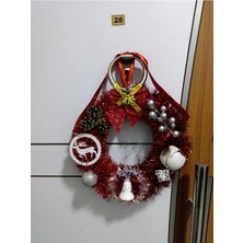 Özgürce Yılbaşı Süsü Kapı ve Duvar Doğal Çelenk, 30CM, Eğlence ve Hediye Seçeneği