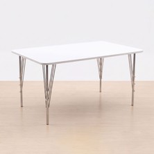 Ratemo Mobilya Beyaz Renk Metal Ayaklı Masa 119X89X74 cm | 6-8 Kişilik Yemek Masası, Balkon Masası, Çalışma Masası ve Bilgisayar Masası