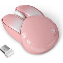 Naque Mofii Mouse Renkli Tavşan Tasarım Kablosuz Sessiz Bilgisayar Notebook Laptop Için Fare USB Receiver Mouse Tak Çalıştır 9.2cm x 6cm (Pembe)